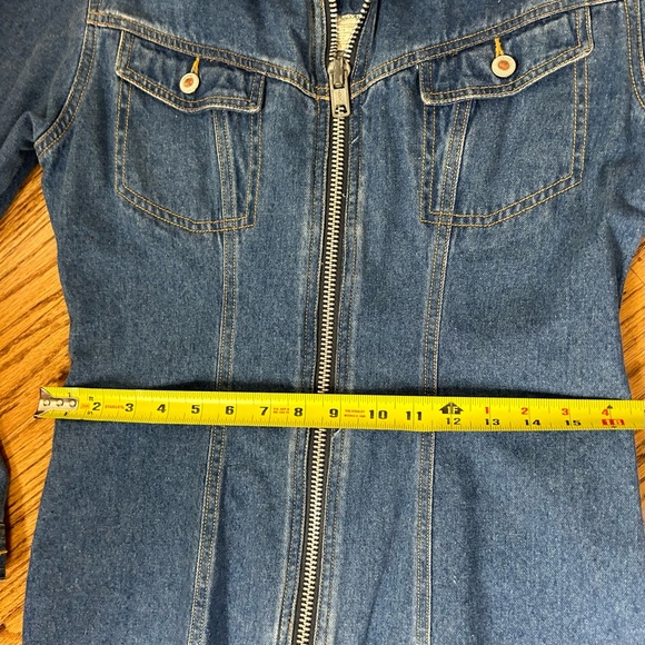 Vintage 90’s JouJou Denim Zip Up Bodycon Dress Size L - Picture 12 of 13